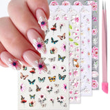 VOTACOS Flower Nail Art Stickers Decals 5D Embossed Nail Decals Spring Summer Daisy Nail Art Design Self-Adhesive Nail Supplies Accessories 3D Flower Nail Stickers for Women Nail DIY Decoration