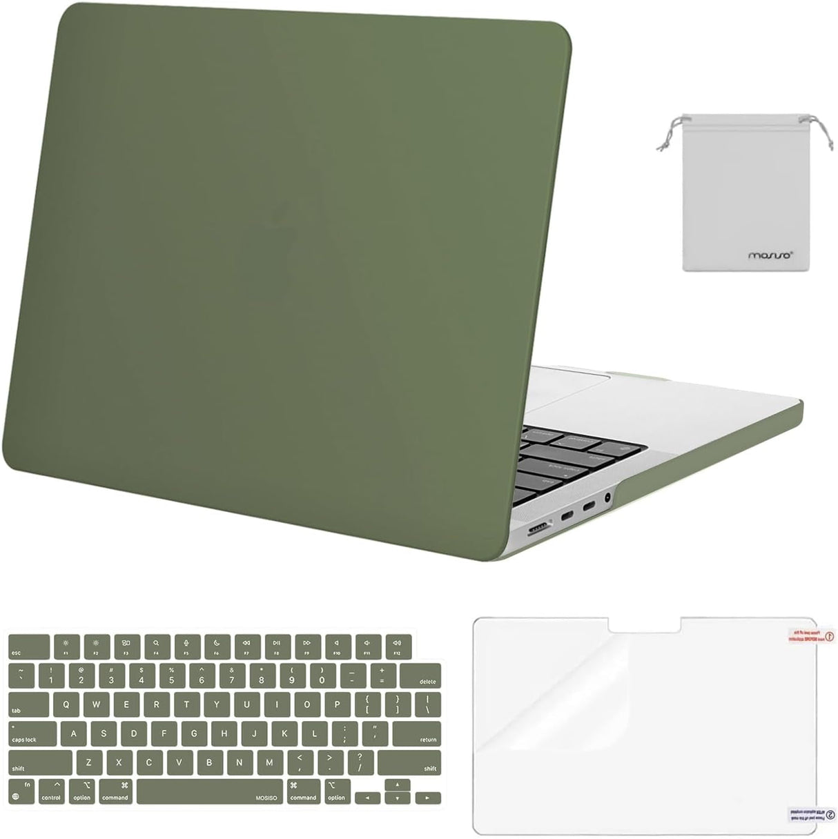 MOSISO Compatible with Macbook Pro 14 Inch Case 2024 2023 2022 2021 M4 M3 M2 M1 Pro Max A3112 A3185 A3401 A2918 A2992 A2779 A2442, Plastic Hard Shell&Keyboard Cover&Screen Film&Pouch, Black