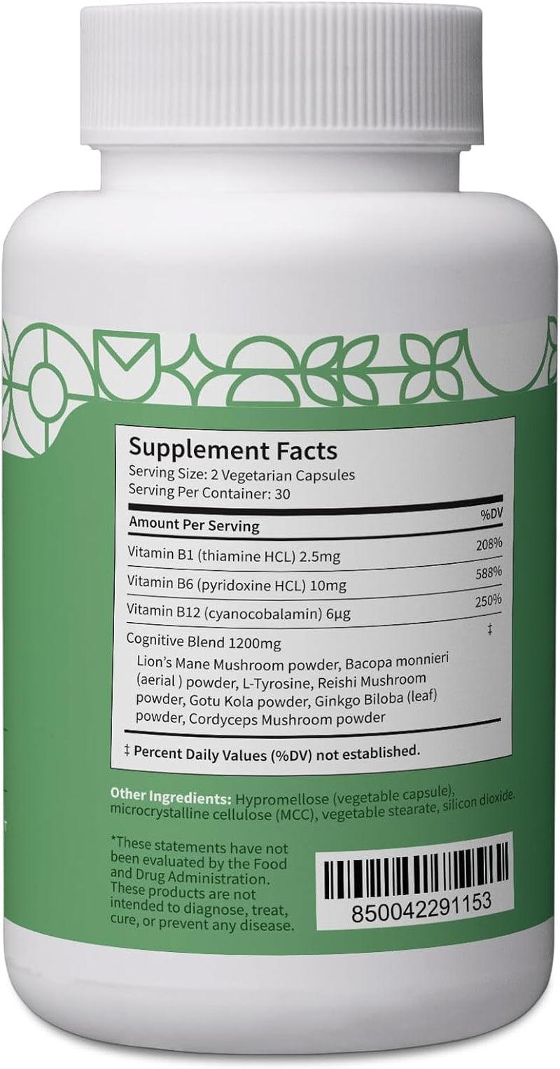 Pattern Wellness Cognitive Complex Supplement - Enhance Memory, Focus, and Clarity - Brain Health Support - 60 Vegetarian Capsules - Supply Center USA