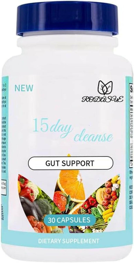 15 Day Gut Cleanse Gut and Colon Support 15 Day Cleanse，Advanced Gut Cleanse Detox with Senna, Cascara Sagrada and Psyllium Husk Non-Gmo Made in USA 30 Capsules… (1)… (1 Pack) - Supply Center USA