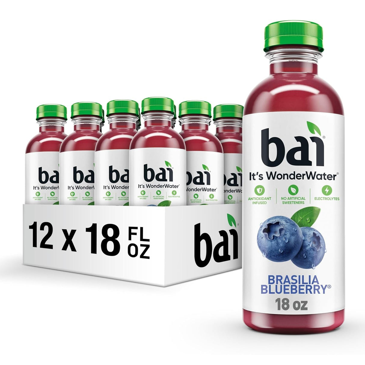 Bai Antioxidant Infused Water Beverage, Zambia Bing Cherry, with Vitamin C and No Artificial Sweeteners, 18 Fluid Ounce Bottle, 12 Pack