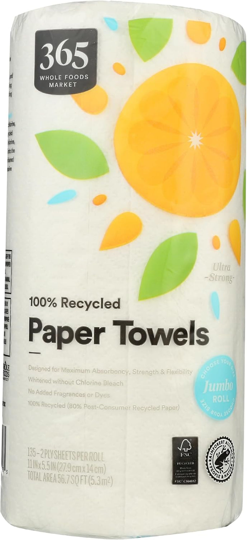 365 by Whole Foods Market, Paper Towels Jumbo Roll, 135 Count