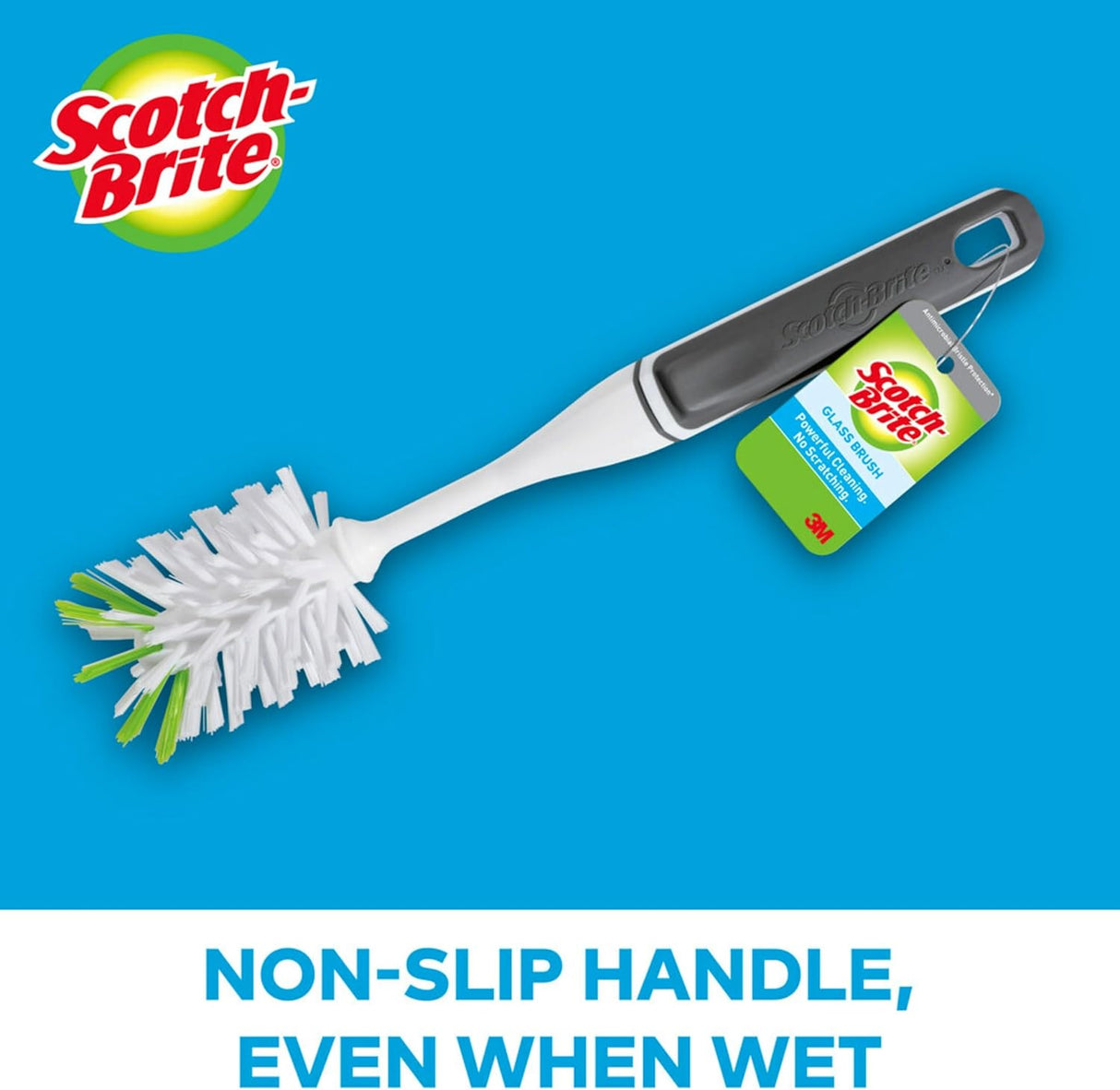 Scotch-Brite Glass and Water Bottle Brush, Long-Lasting Bristles, Safe on Multiple Types of Water Bottles, Baby Bottles, Vases, and More