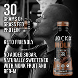 Jocko Mölk 30G Grass Fed Protein Shakes – No Added Sugar Protein Drinks KETO Friendly - Ready to Drink 12 FL Oz (Pack of 12) Chocolate