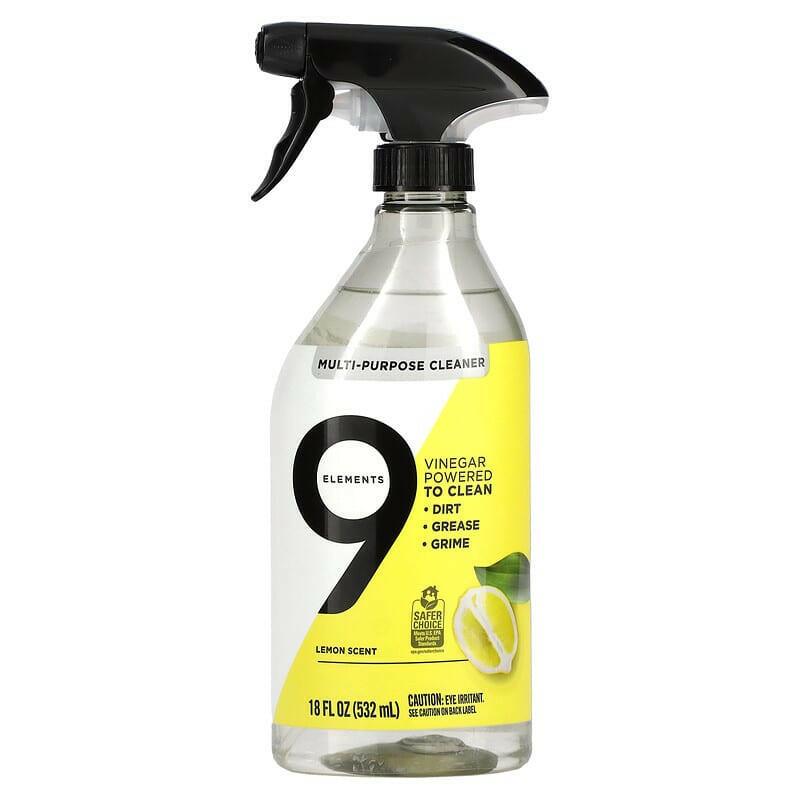 9 Elements, Multi-Purpose Cleaner, Lemon, 18 fl oz (532 ml) - Supply Center USA