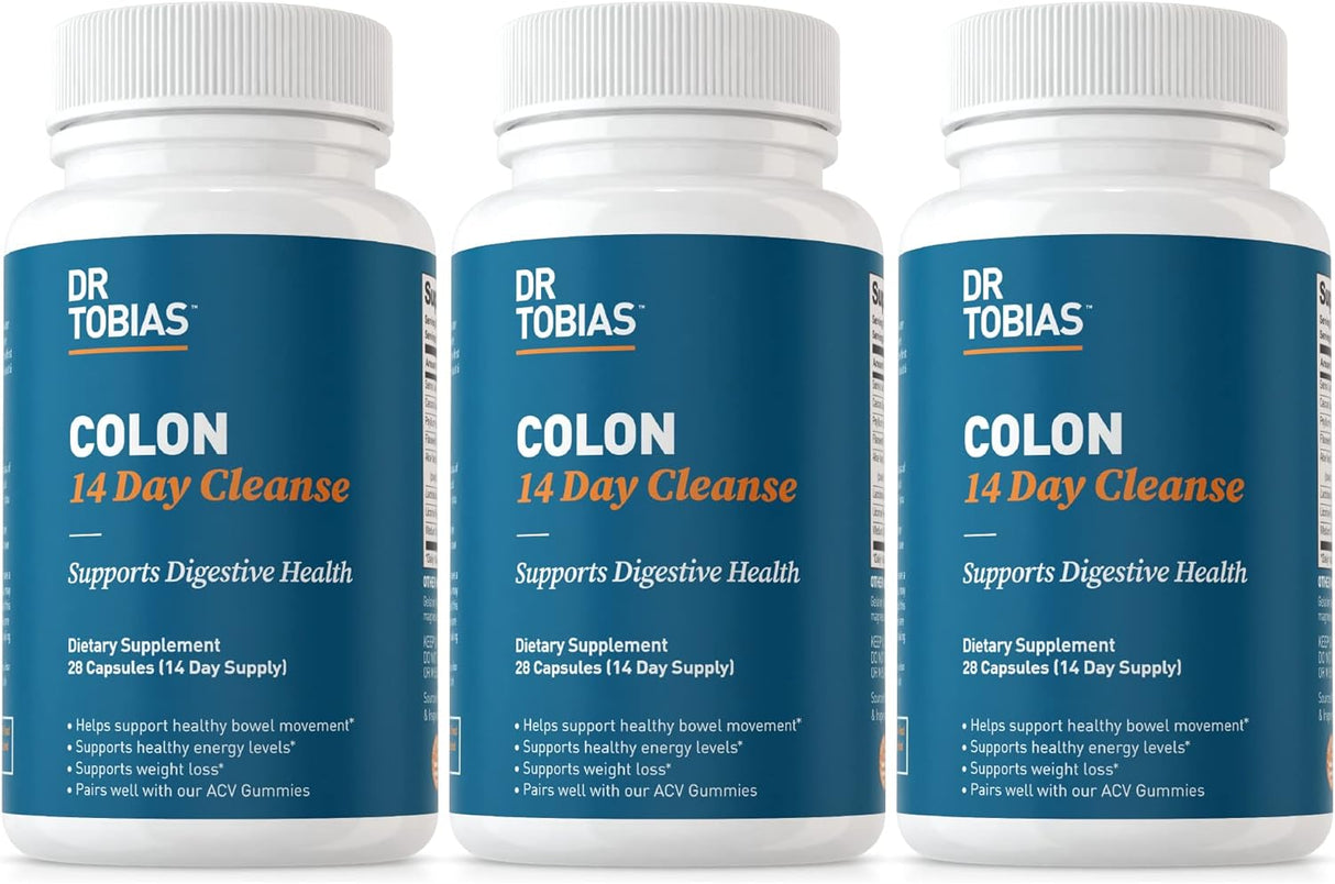 Dr. Tobias Colon 14 Day Cleanse, Advanced Gut Cleanse Detox for Women & Men with Cascara Sagrada, Psyllium Husk, Senna Leaf & Probiotics, Non-Gmo Colon Cleanse, 28 Capsules 1-2 Daily