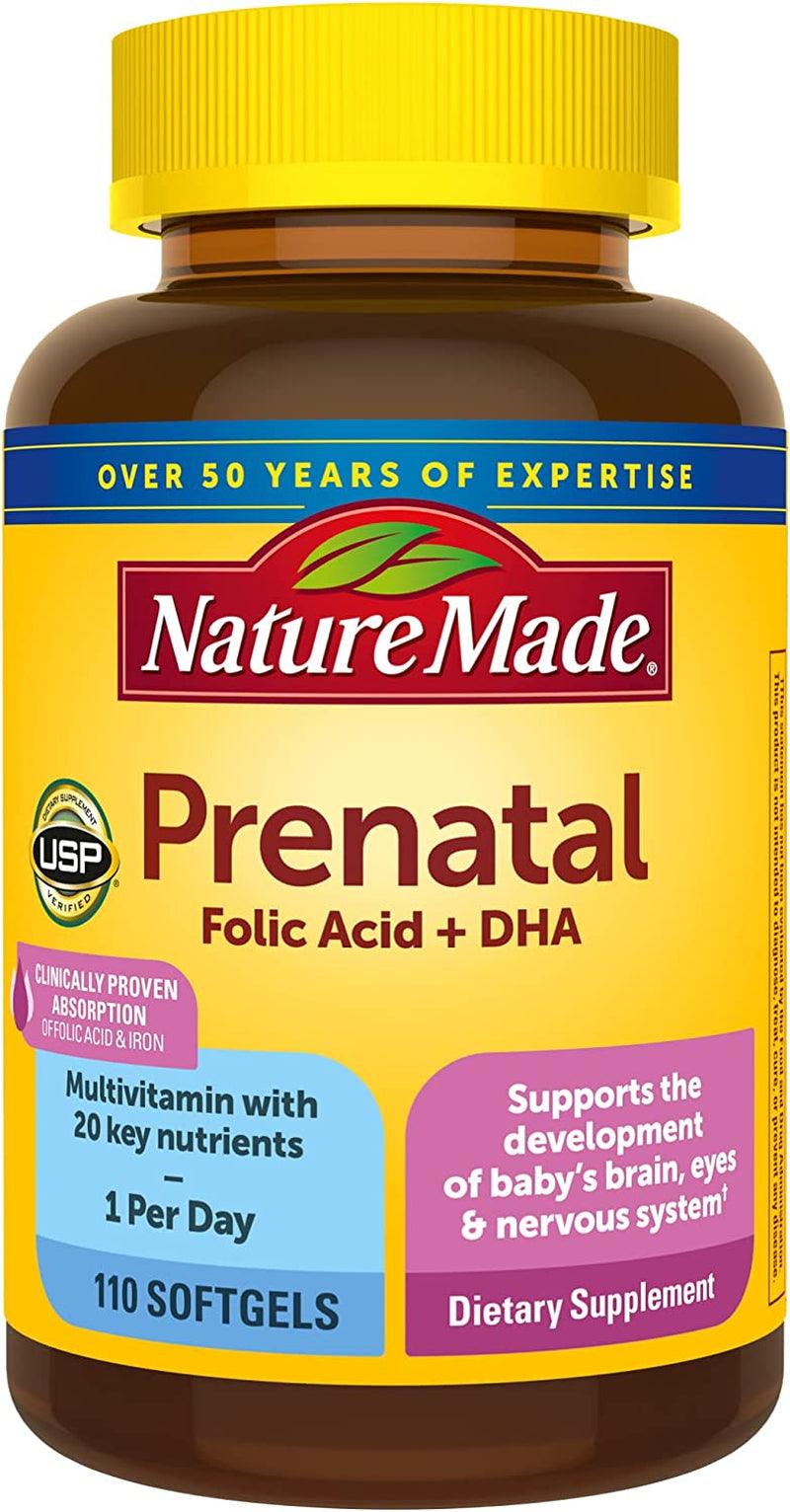 Nature Made Prenatal with Folic Acid + DHA, Prenatal Vitamin and Mineral Supplement for Daily Nutritional Support, 90 Softgels, 90 Day Supply - Supply Center USA