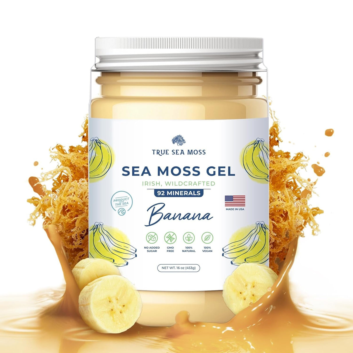 Trueseamoss Wildcrafted Irish Sea Moss Gel –7 Flavors- Nutritious Raw Seamoss Rich in Minerals, Proteins & Vitamins – Antioxidant Health Sea Moss, Vegan Made in USA (MANGO/PINEAPPLE, 1)