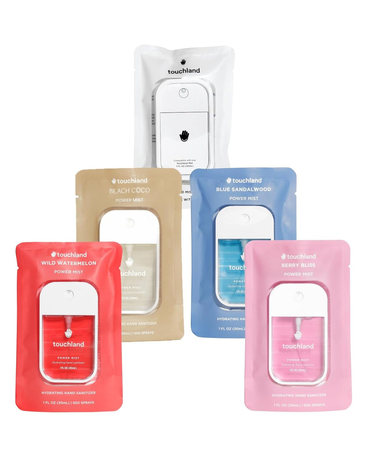 Touchland Power Mist Hydrating Hand Sanitizer Spray, JUICY 3-Pack (Watermelon, Peach, Berry), 500-Sprays Each, 1Fl Oz Travel Size (Set of 3)