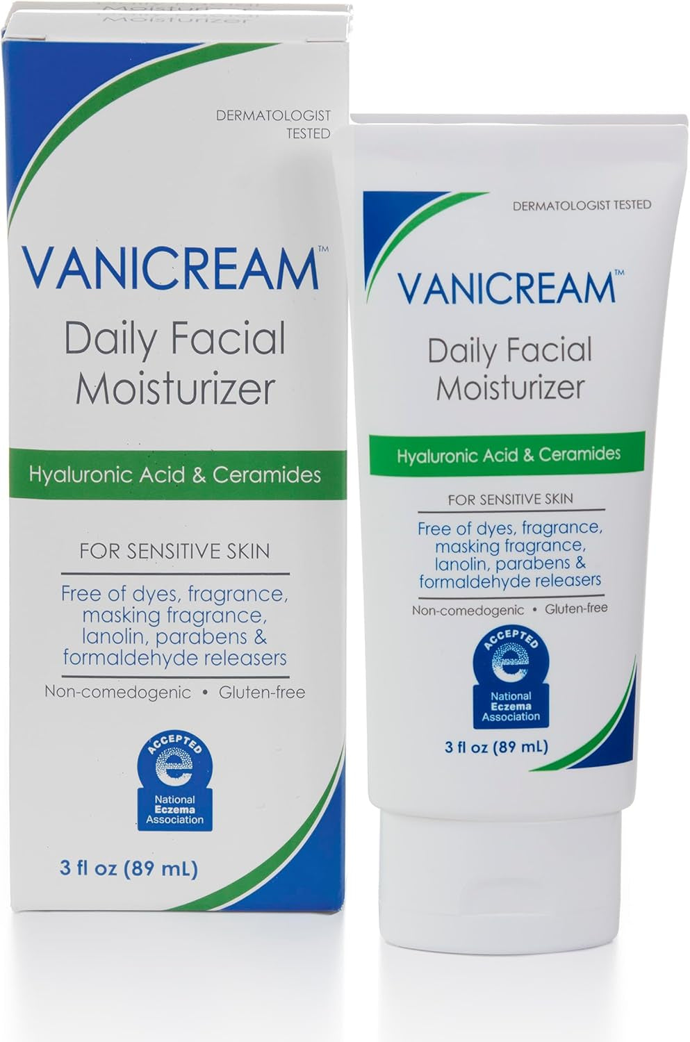 Vanicream Daily Facial Moisturizer with Ceramides and Hyaluronic Acid - Formulated without Common Irritants for Those with Sensitive Skin, 3 Fl Oz (Pack of 1)