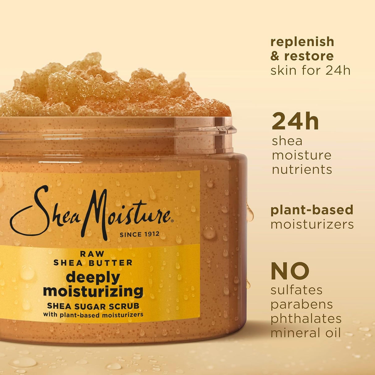 Sheamoisture Shea Sugar Body Scrub for Moisturize and Restore Dry Skin Raw Shea Butter Deeply Moisturizing Body Scrub with 24H Shea Moisture Nutrients 12 Oz