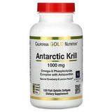 California Gold Nutrition, Antarctic Krill Oil, with Astaxanthin, RIMFROST, Natural Strawberry & Lemon Flavor, 1,000 mg, 120 Fish Gelatin Softgels - Supply Center USA