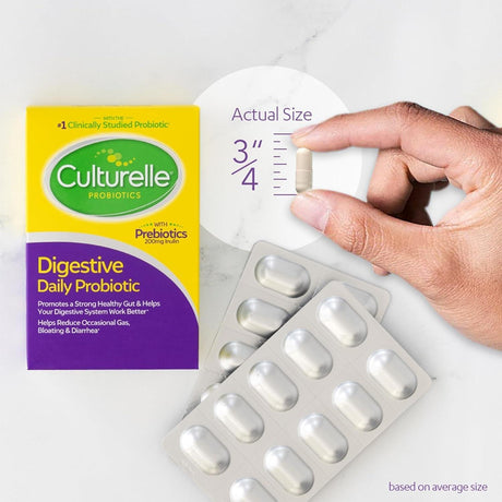 Culturelle Daily Probiotic Capsules for Men & Women, Most Clinically Studied Probiotic Strain, Digestive & Gut Health, Supports Occasional Diarrhea, Gas & Bloating, 1 Month Supply, 30 CT - Supply Center USA