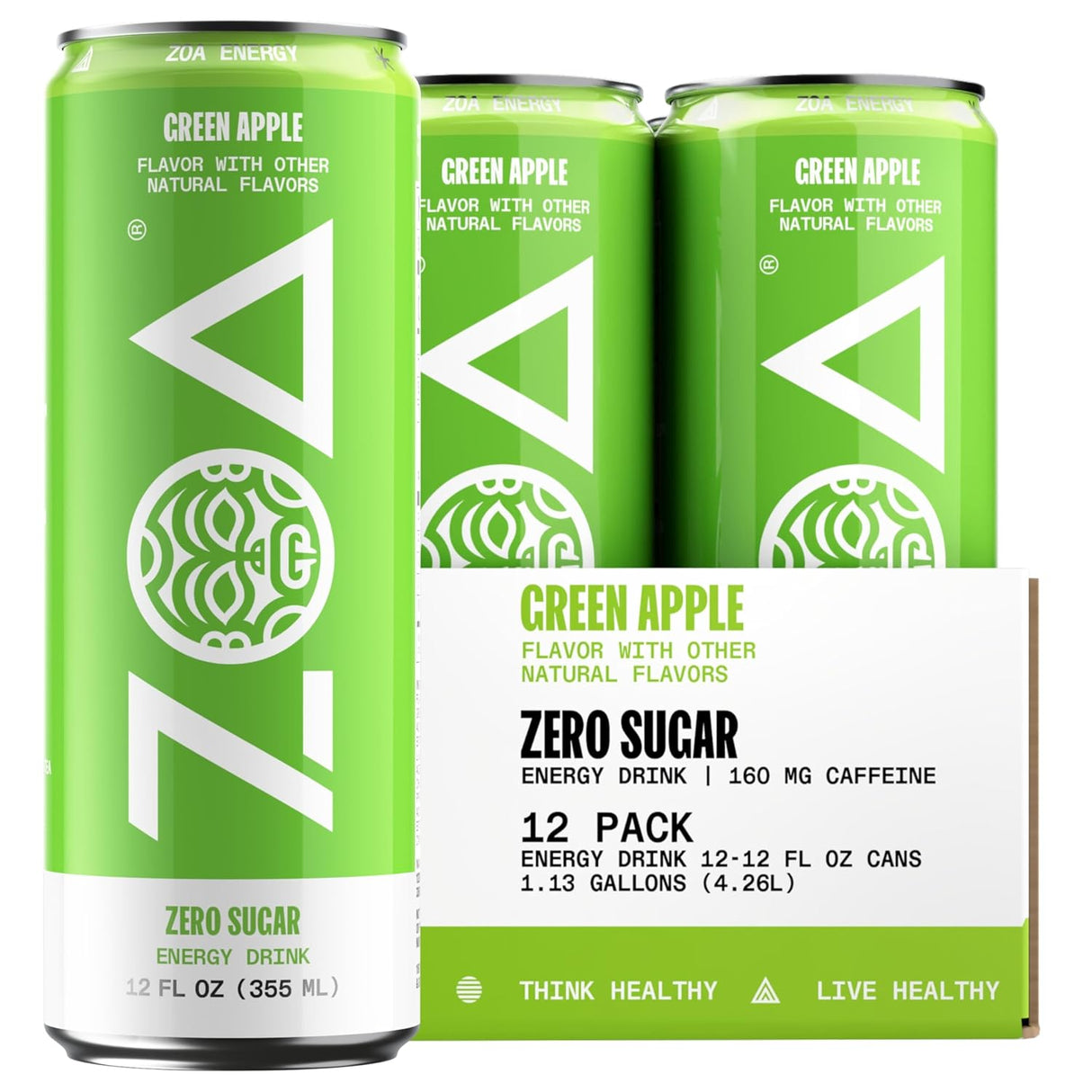 ZOA Zero Sugar Energy Drinks, Variety Pack - Sugar Free with Electrolytes, Healthy Vitamin C, Amino Acids, Essential B-Vitamins, and Caffeine from Green Tea - 12 Fl Oz (12-Pack)