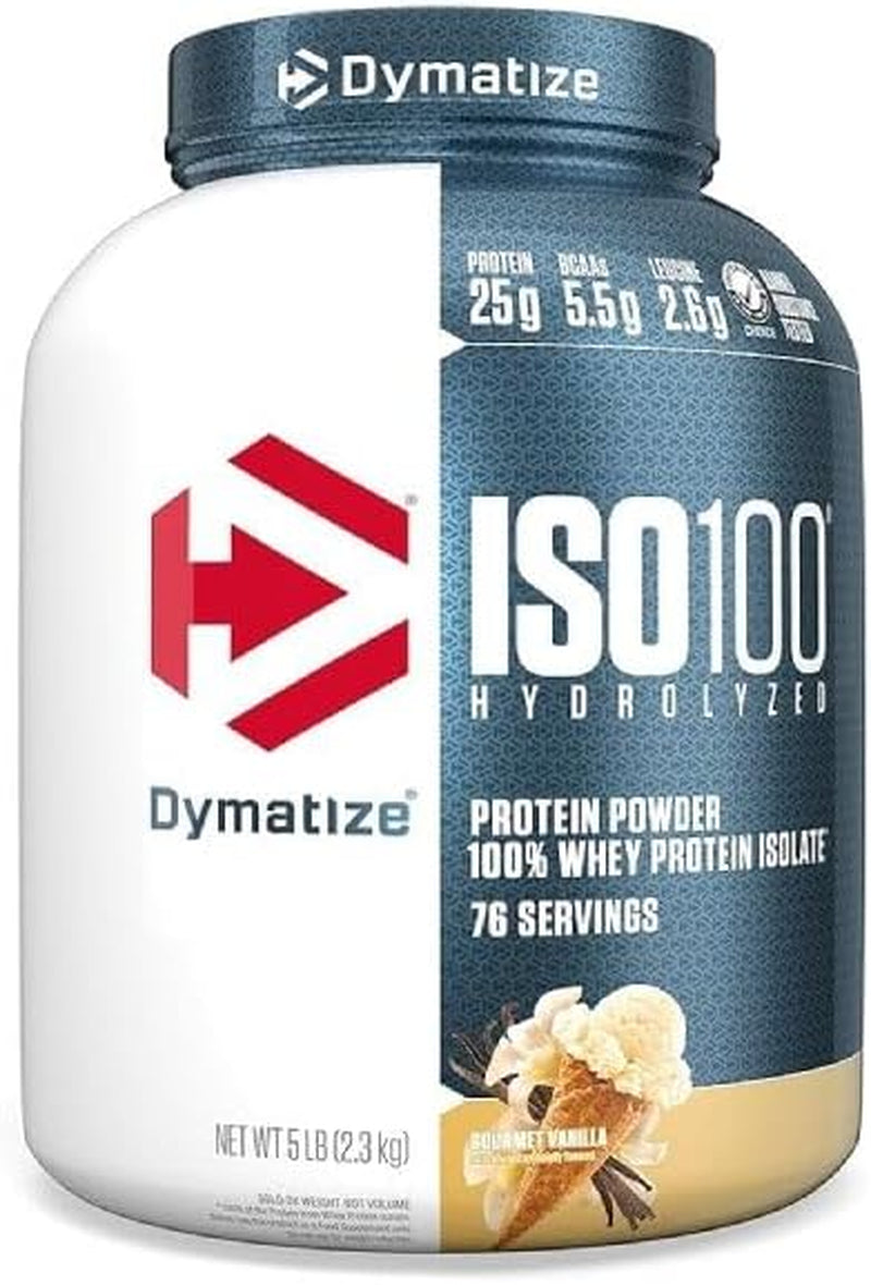 Dymatize ISO100 Hydrolyzed Protein Powder, 100% Whey Isolate, 25G of Protein, 5.5G Bcaas, Gluten Free, Fast Absorbing, Easy Digesting, Gourmet Vanilla, 20 Servings
