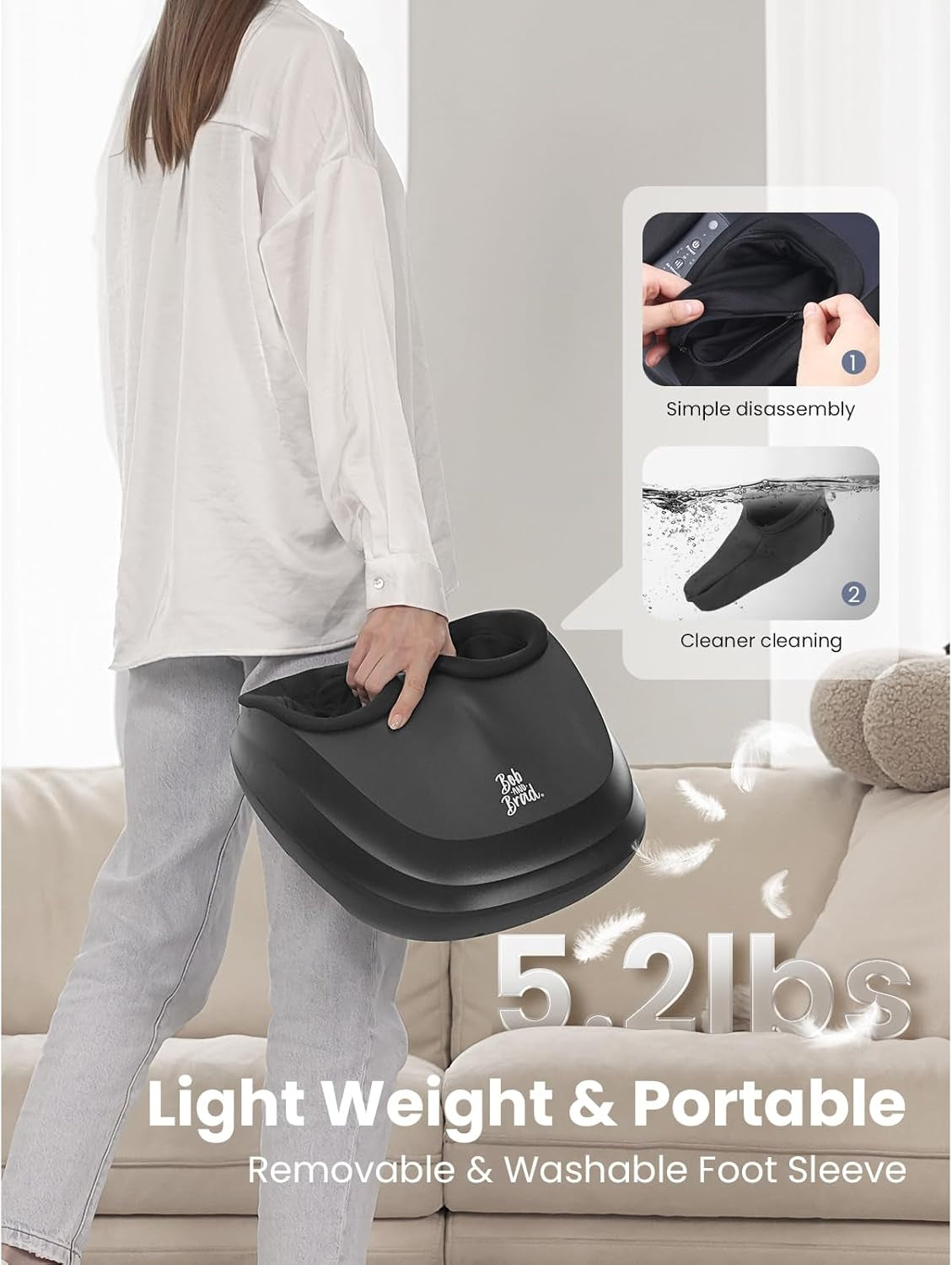 BOB and BRAD Foot Massager with Heat and Remote, Christmas Gifts for Women Men, FSA HSA Eligible, Shiatsu Deep Kneading Electric Feet Massager Machine for Plantar Fasciitis, Men Size 12