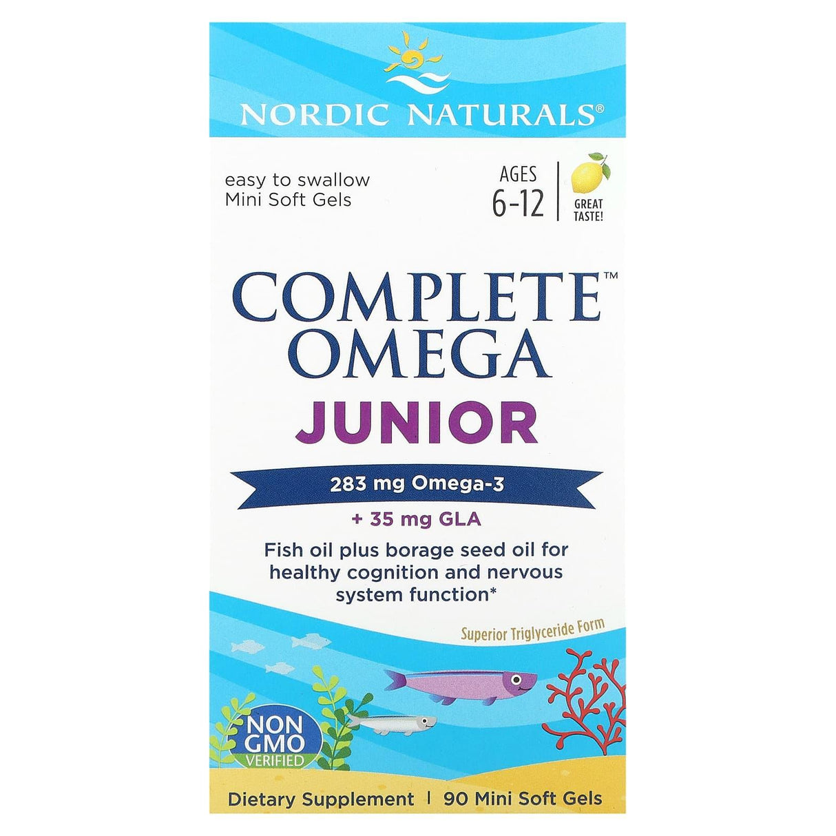 Nordic Naturals, Complete Omega Junior, Ages 6-12, Lemon, 90 Mini Soft Gels - Supply Center USA