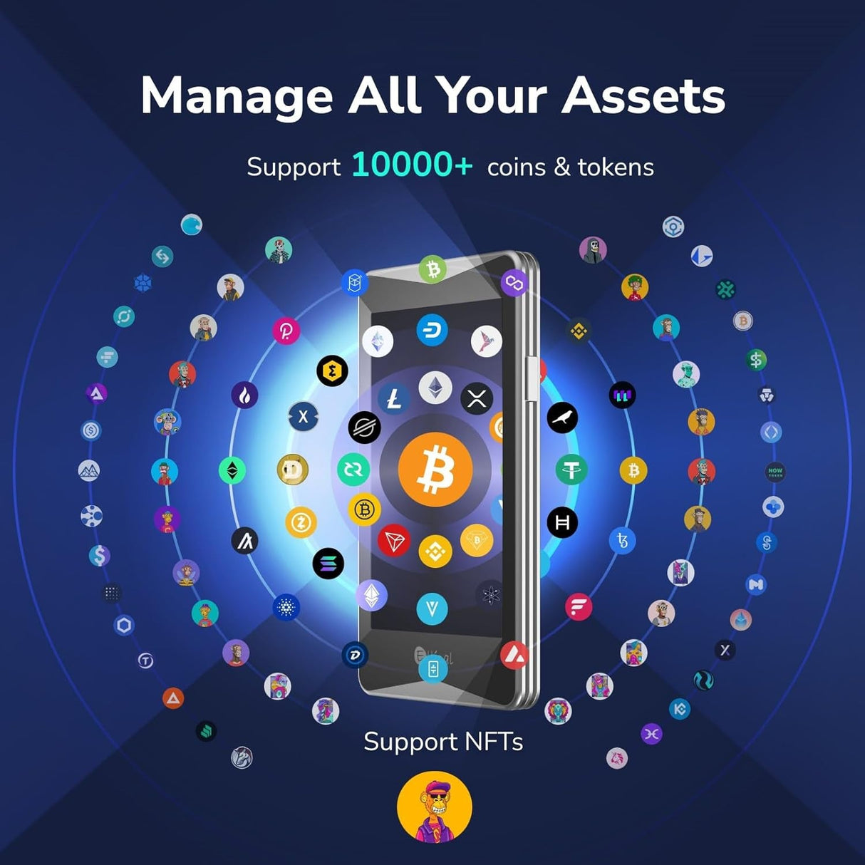 ELLIPAL Titan 2.0 Crypto Cold Wallet, Hardware Wallet, 100% Offline, Air-Gapped - the Most Secure Crypto Wallet for 10000+ Coins & Tokens & Nfts