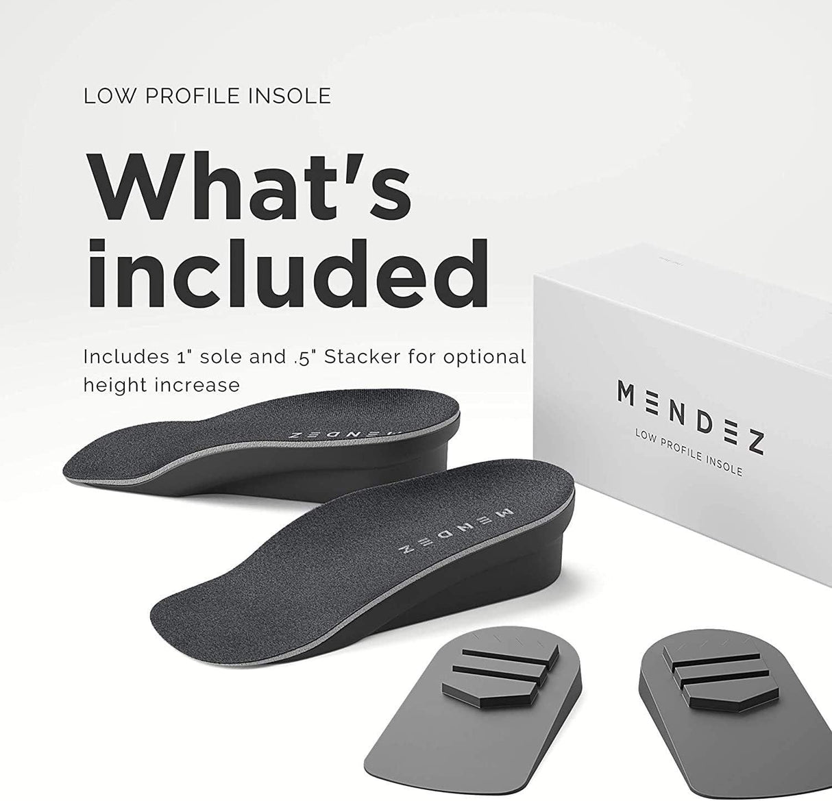 Mendez Premium Height Increase Insole - Advanced Comfort and Ergonomics, Shoe Lifts for Men & Women (Size 7-12), Heel Lifts for Shoes, Elevator Shoe, Height Increasing, 1.5 Inch… - Supply Center USA