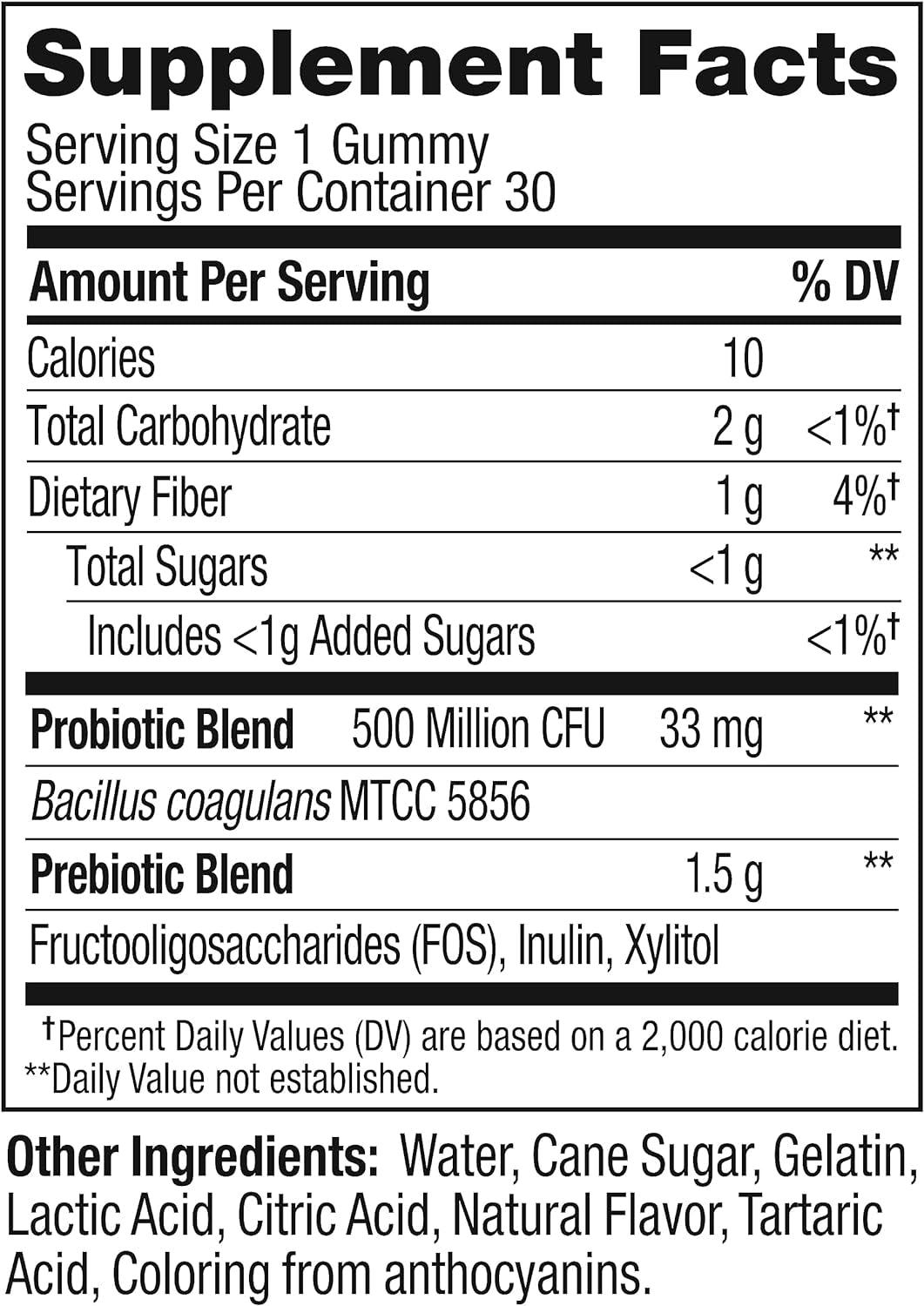 OLLY Probiotic + Prebiotic Gummy, Digestive Support and Gut Health, 500 Million Cfus, Fiber, Adult Chewable Supplement for Men and Women, Peach, 30 Day Supply - 30 Count - Supply Center USA