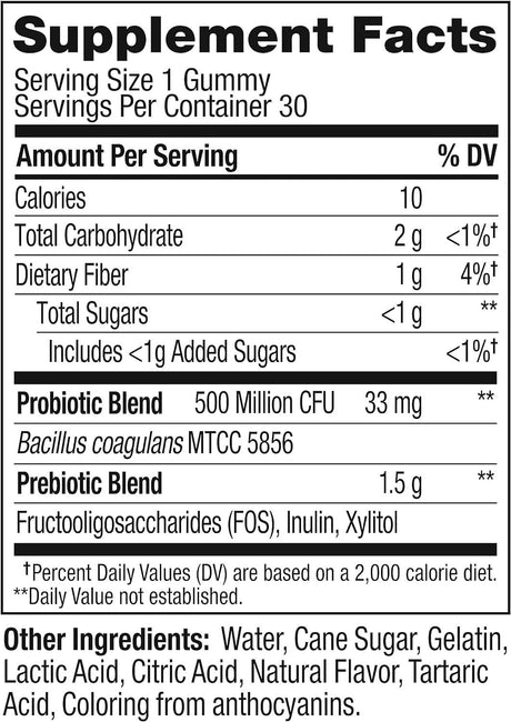 OLLY Probiotic + Prebiotic Gummy, Digestive Support and Gut Health, 500 Million Cfus, Fiber, Adult Chewable Supplement for Men and Women, Peach, 30 Day Supply - 30 Count - Supply Center USA