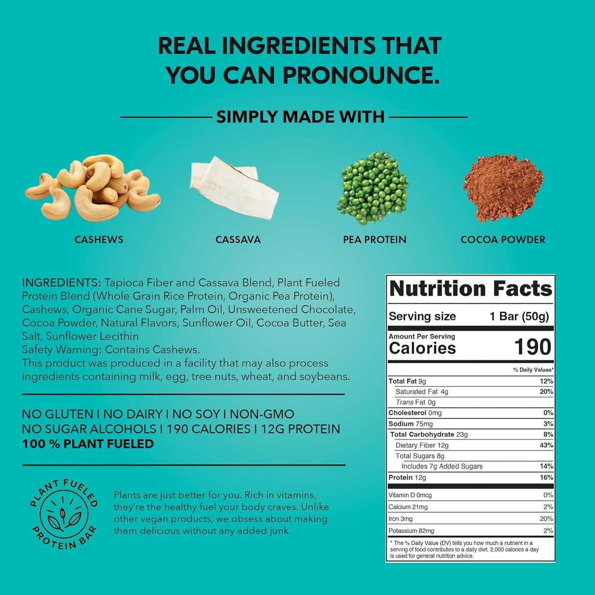TRUBAR Vegan Protein Bar, Oh Oh Cookie Dough, Gluten Free, Plant Based Protein, Dairy Free, Non GMO, Soy Free, No Sugar Alcohols, 12G Protein, 12G Fiber, 23G Carb, Healthy on the Go Snack Bars, 12 CT