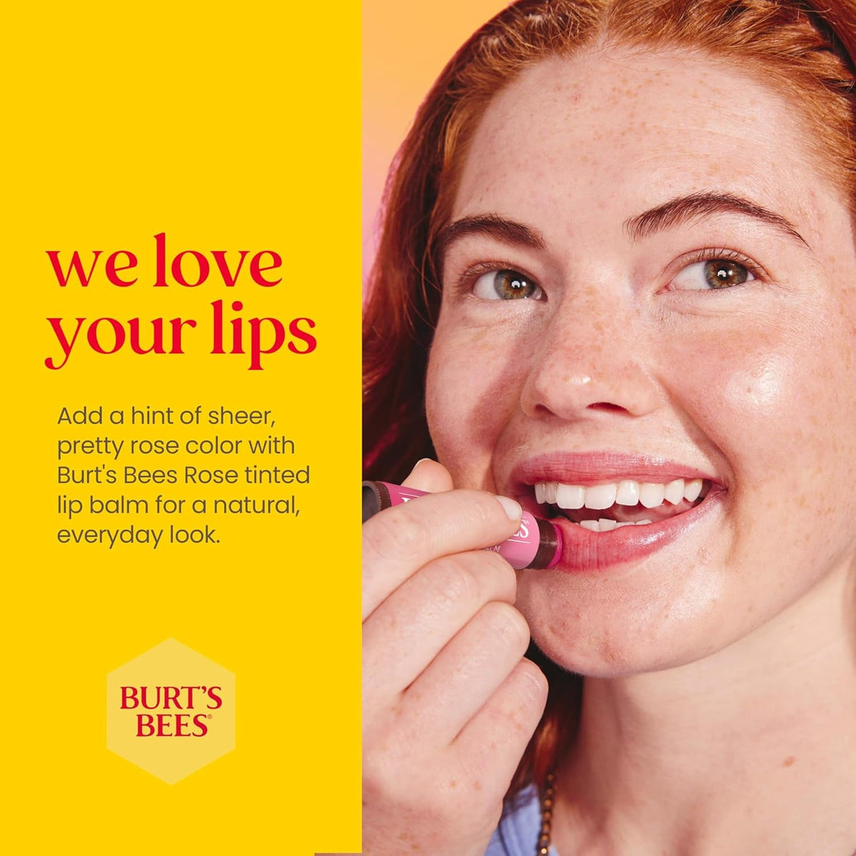 Burt’S Bees Tinted Lip Balm Rose; 8 Hour Moisture; Provides a Hint of Color; Nourishing Shea Butter; 100% Natural Origin; 1 Tube; 0.15 Oz. (Package May Vary)