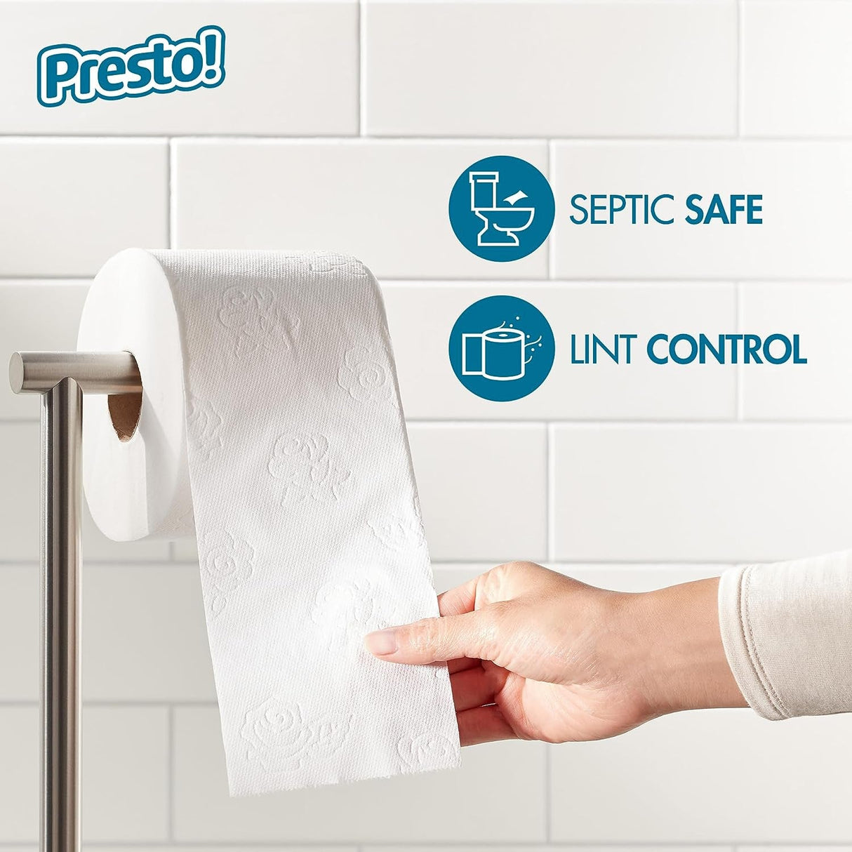 Amazon Brand - Presto! 313 2-Ply Sheet Mega Roll Toilet Paper, Unscented, Ultra-Soft, 12 Rolls (2 Packs of 6), Equivalent to 60 Regular Rolls, White