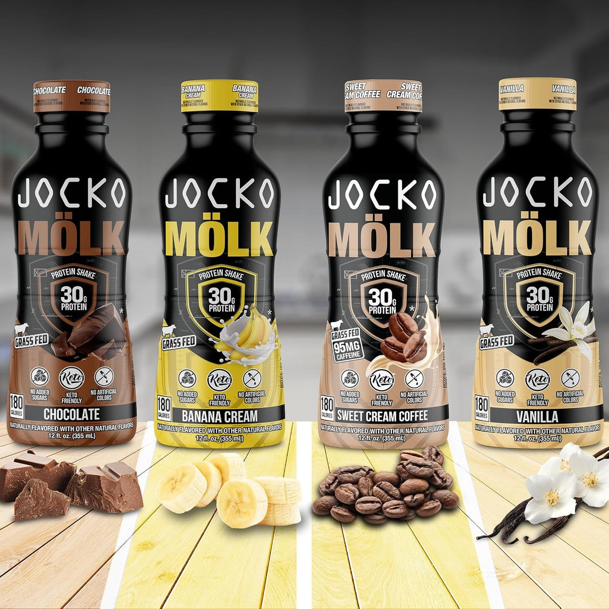 Jocko Mölk 30G Grass Fed Protein Shakes – No Added Sugar Protein Drinks KETO Friendly - Ready to Drink 12 FL Oz (Pack of 12) Chocolate