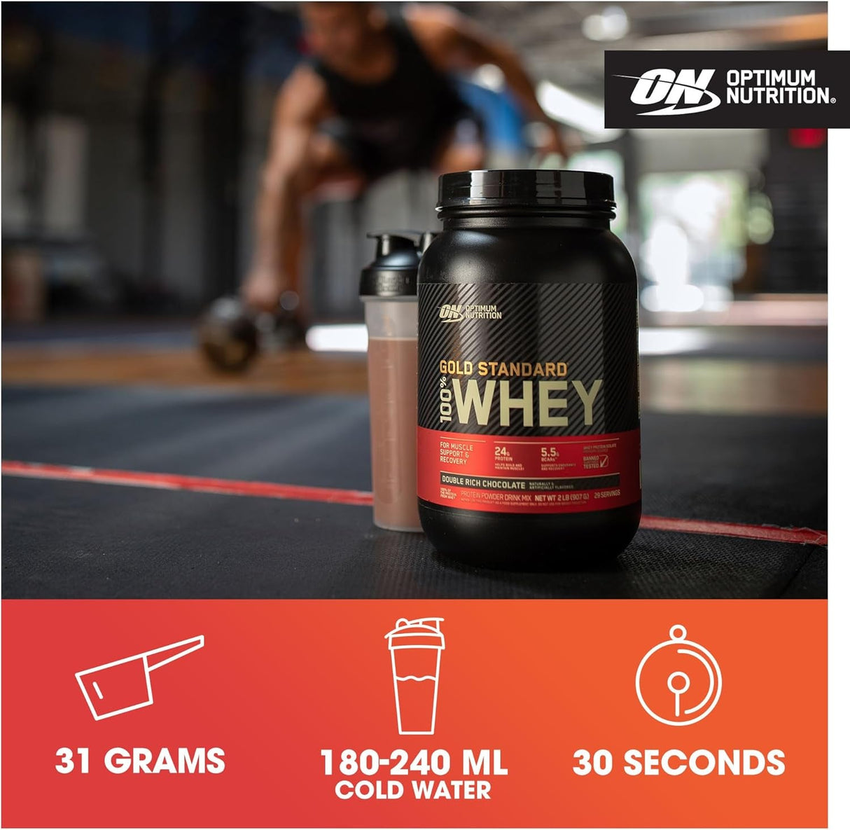 Optimum Nutrition Gold Standard 100% Whey Protein Powder, Extreme Milk Chocolate, 2 Pound (Pack of 1) (Packaging May Vary)