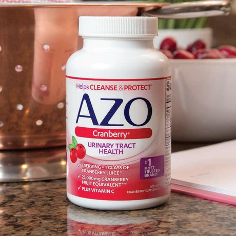 AZO Cranberry Urinary Tract Health Supplement, 1 Serving = 1 Glass of Cranberry Juice, Sugar Free Cranberry Pills, Non-Gmo 100 Softgels - Supply Center USA