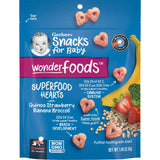 Gerber, Snacks for Baby, Wonder Foods, Puffed Multigrain Snack, Superfood Hearts, 10+ Months, Quinoa, Strawberry, Banana, Broccoli, 1.48 oz (42 g) - Supply Center USA