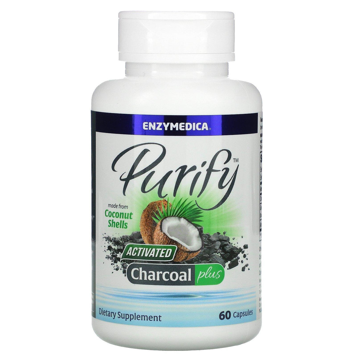 Enzymedica, Purify, Activated Charcoal Plus, 60 Capsules - Supply Center USA