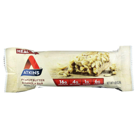 Atkins, Protein Meal Bar, Peanut Butter Granola Bar, 5 Bars, 1.76 oz (50 g) Each - Supply Center USA