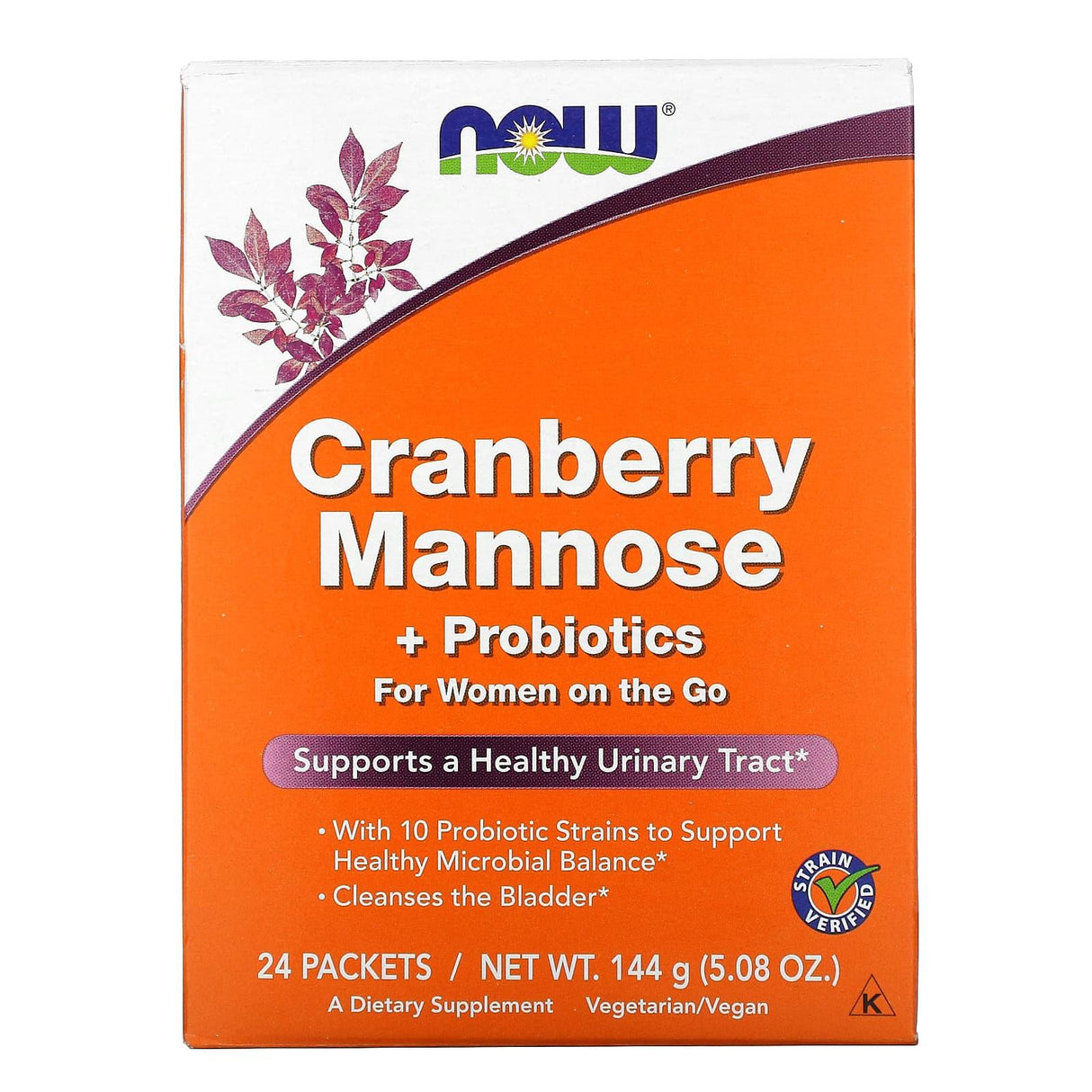 NOW Foods, Cranberry Mannose + Probiotics, For Women On The Go, 24 Packets, 0.21 oz (6 g) Each - Supply Center USA