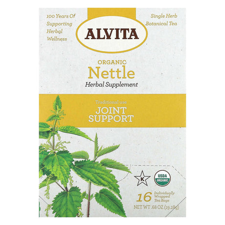 Alvita Teas, Organic Nettle, Herbal Supplement, Botanical Tea, 16 Individually Wrapped Tea Bags, 0.68 oz (19.28 g) - Supply Center USA