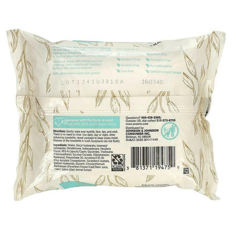 Aveeno, Calm + Restore, Nourishing Makeup Removing Wipes, Fragrance-Free, 25 Wipes - Supply Center USA