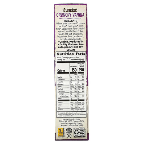 Nature's Path, Organic Sunrise Crunchy Vanilla Cereal , 10.6 oz (300 g) - Supply Center USA