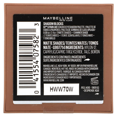 Maybelline, Shadow Blocks, 10 82nd & Park Ave, 0.08 oz (2.4g) - Supply Center USA