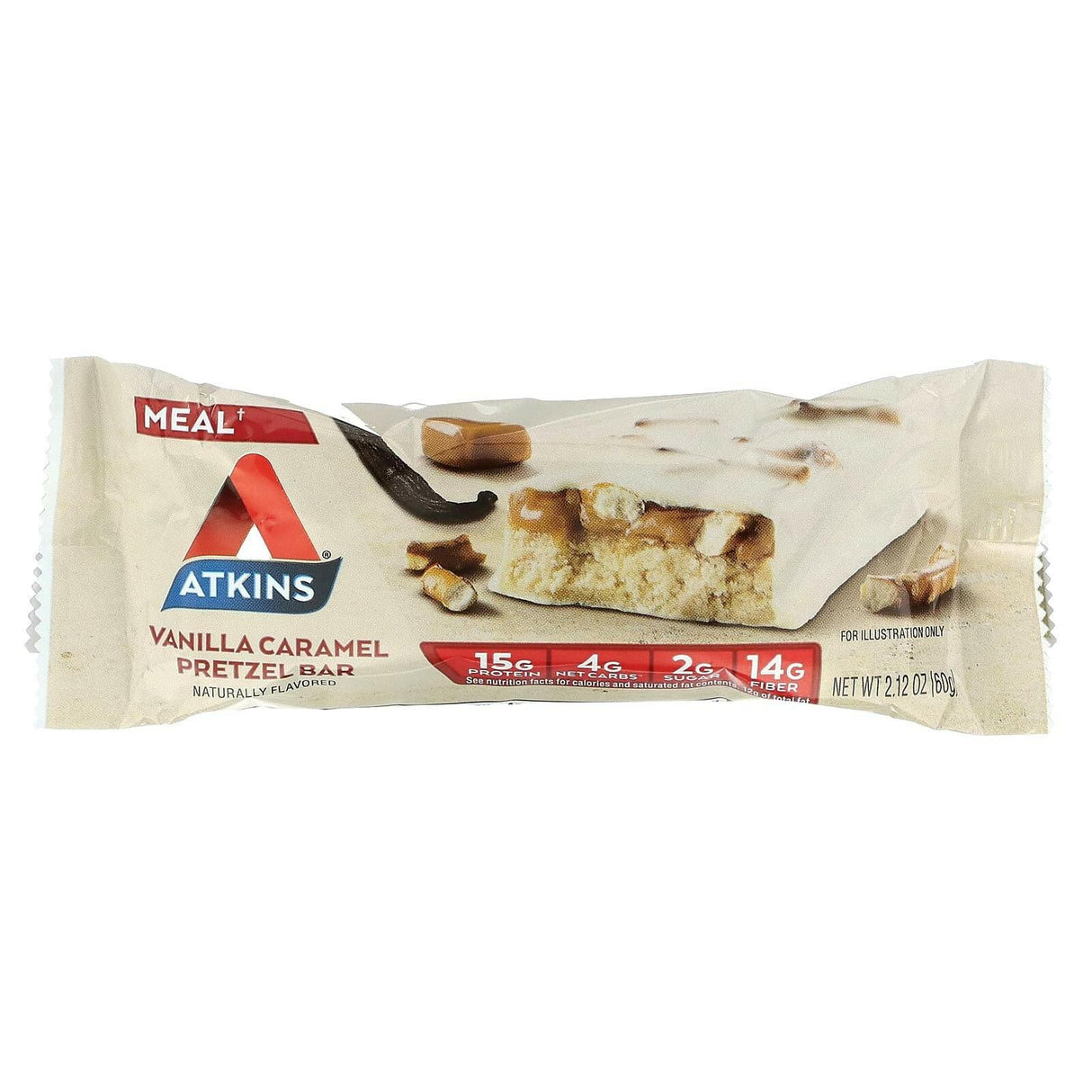 Atkins, Protein Meal Replacement, Vanilla Caramel Pretzel, 5 Bars, 2.12 oz (60 g) - Supply Center USA