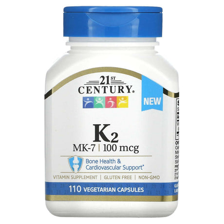 21st Century, K2, MK-7, 100 mcg, 110 Vegetarian Capsules - Supply Center USA