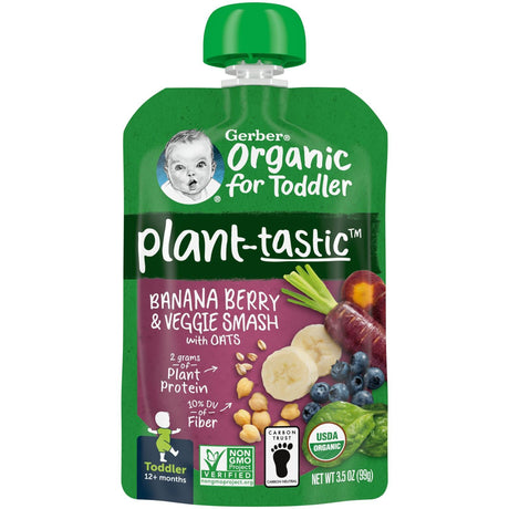 Gerber, Organic For Toddler, Plant-tastic, 12+ Months, Sweet Potato Cherry Smash With Oats, 3.5 oz (99 g) - Supply Center USA