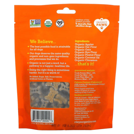 Riley’s Organics, Dog Treats, Small Bone, Tasty Apple Recipe, 5 oz (142 g) - Supply Center USA