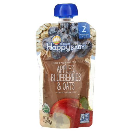 Happy Family Organics, Happy Baby, Organic Baby Food, 6+ Months, Bananas, Raspberries & Oats, 4 oz (113 g) - Supply Center USA