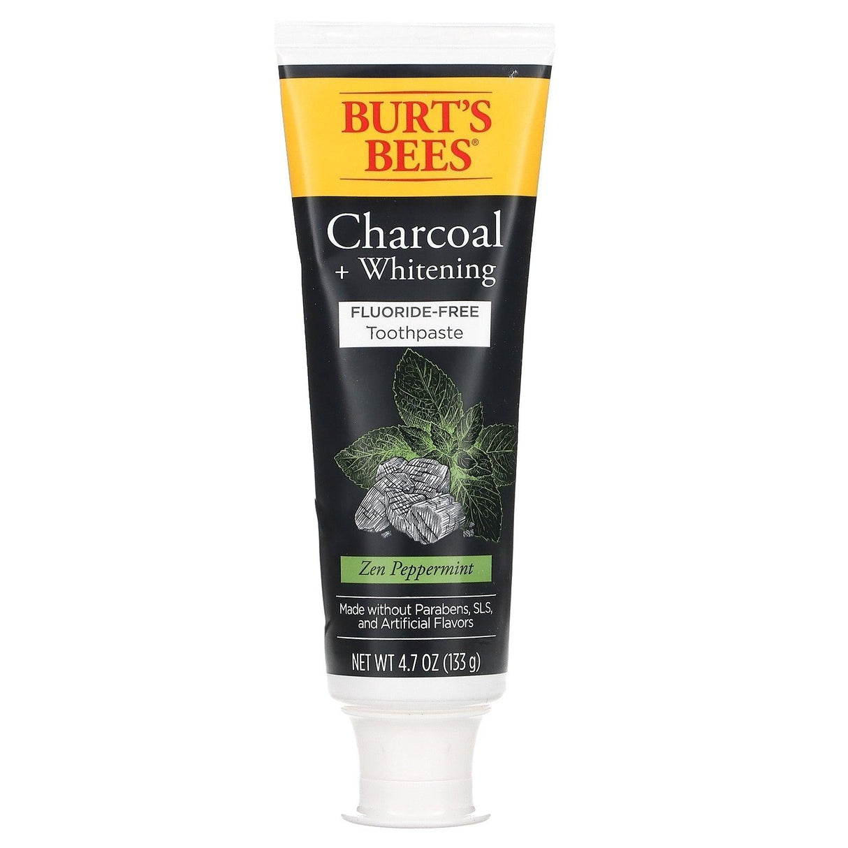 Burt's Bees, Charcoal + Whitening, Fluoride Toothpaste, Mountain Mint, 4.7 oz (133 g) - Supply Center USA