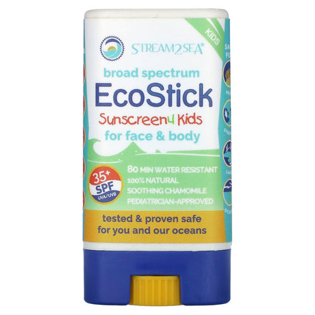 Stream2Sea, EcoStick Sunscreen 4 Kids, SPF 35+, Fragrance Free, 0.5 oz (16 g) - Supply Center USA