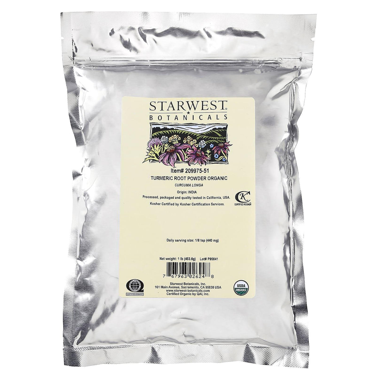 Starwest Botanicals, Organic Turmeric Root Powder, 1 lb (453.6 g) - Supply Center USA