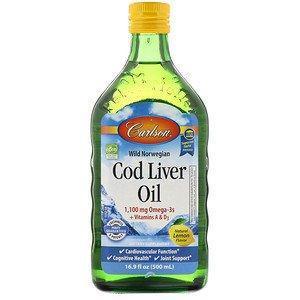 Carlson Labs, Wild Norwegian, Cod Liver Oil, Natural Lemon Flavor, 16.9 fl oz (500 ml) - Supply Center USA