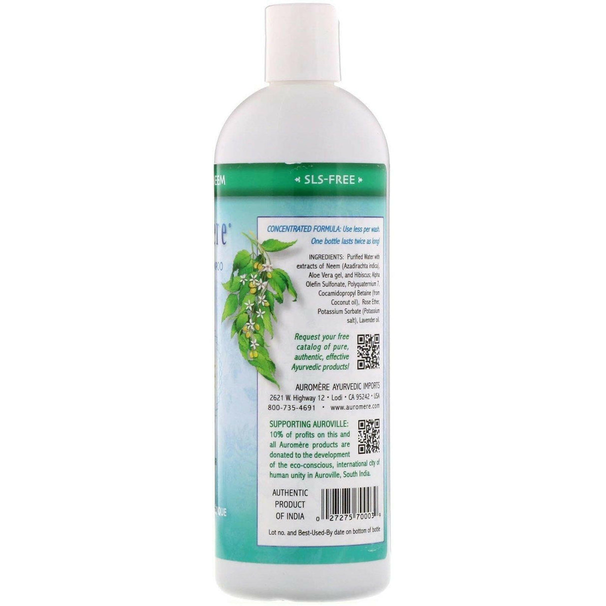 Auromere, Ayurvedic Shampoo with Neem, Aloe Vera, 16 fl oz (473 ml) - Supply Center USA