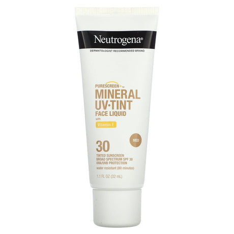 Neutrogena, Purescreen+ Mineral UV Tint Face Liquid with Vitamin E, Medium, SPF 30, 1.1 fl oz (32 ml) - Supply Center USA